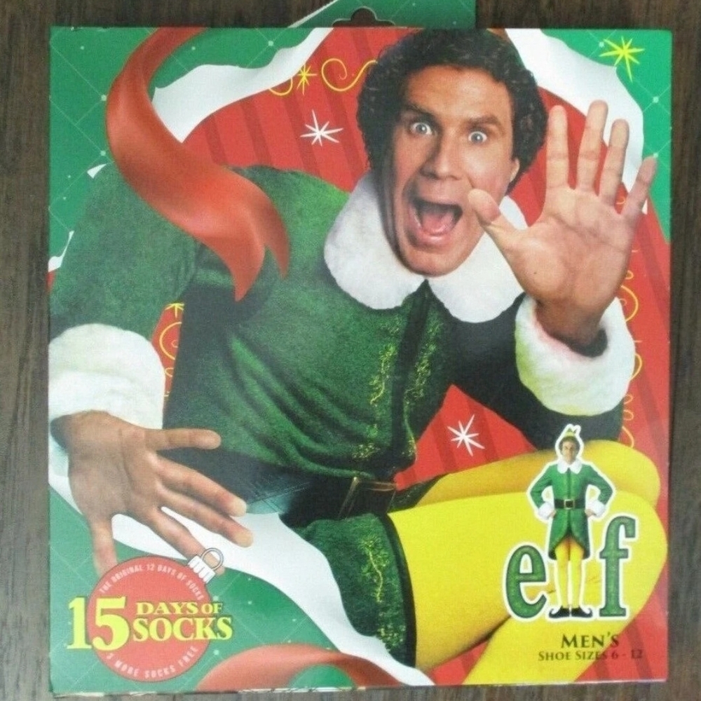 Elf 15 Days Of Socks Christmas Advent Calendar Will Farrell NEW Mens Size 6-12